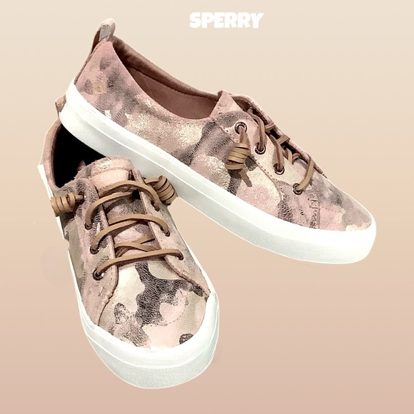 Sperry Shoes - Sperry Women's Crest Vibe Metallic Blush Camo Leather Sneakers